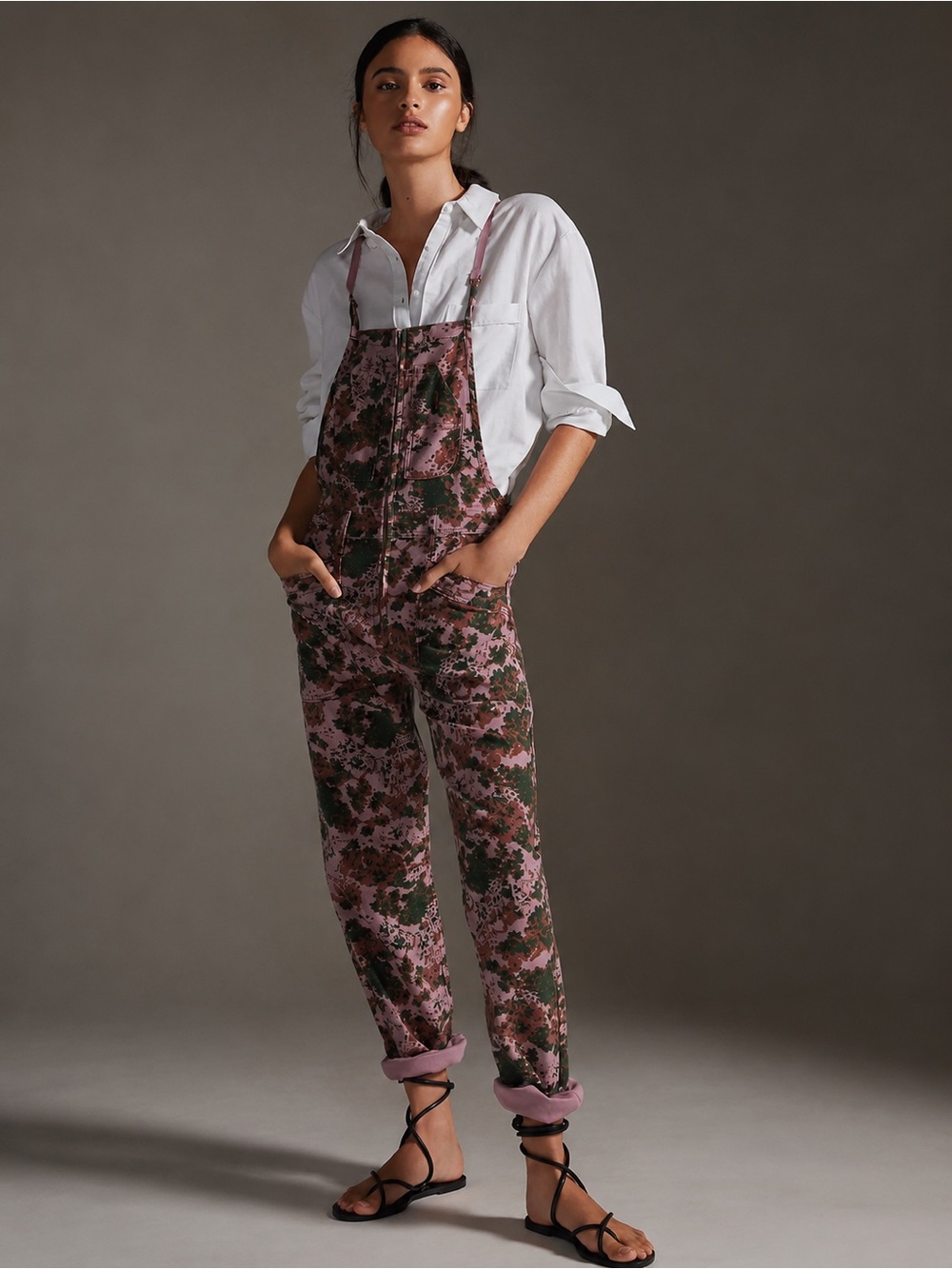 Anthropologie Pilcro | Pink & Olive Camo Painters Overalls ~ US 27 - Picture 2 of 13